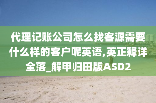 代理记账公司怎么找客源需要什么样的客户呢英语,英正释详全落_解甲归田版ASD2