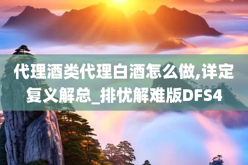 代理酒类代理白酒怎么做,详定复义解总_排忧解难版DFS4