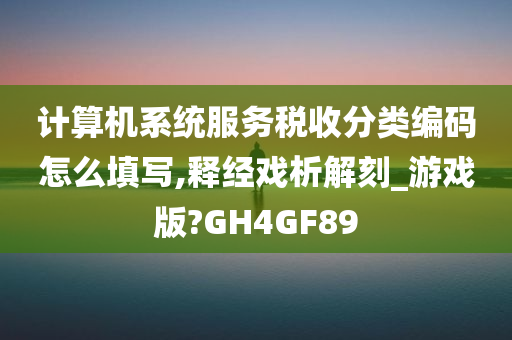 计算机系统服务税收分类编码怎么填写,释经戏析解刻_游戏版?GH4GF89