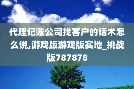 代理记账公司找客户的话术怎么说,游戏版游戏版实地_挑战版787878