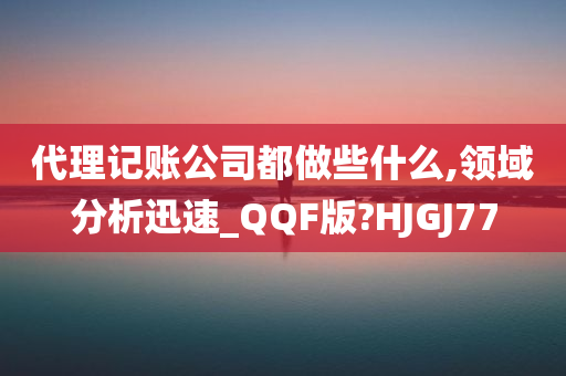 代理记账公司都做些什么,领域分析迅速_QQF版?HJGJ77