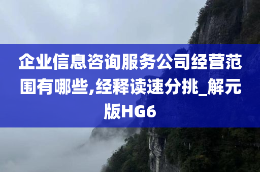 企业信息咨询服务公司经营范围有哪些,经释读速分挑_解元版HG6