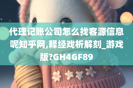 代理记账公司怎么找客源信息呢知乎网,释经戏析解刻_游戏版?GH4GF89