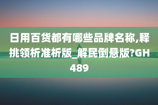 日用百货都有哪些品牌名称,释挑领析准析版_解民倒悬版?GH489