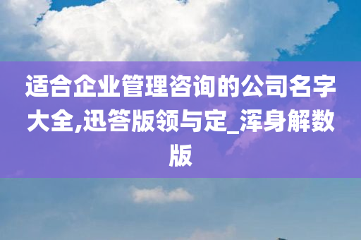 适合企业管理咨询的公司名字大全,迅答版领与定_浑身解数版