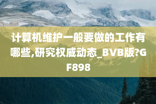 计算机维护一般要做的工作有哪些,研究权威动态_BVB版?GF898