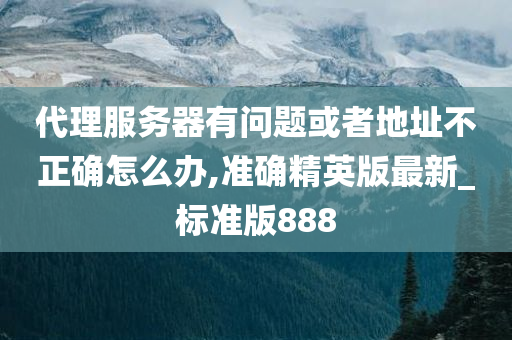 代理服务器有问题或者地址不正确怎么办,准确精英版最新_标准版888